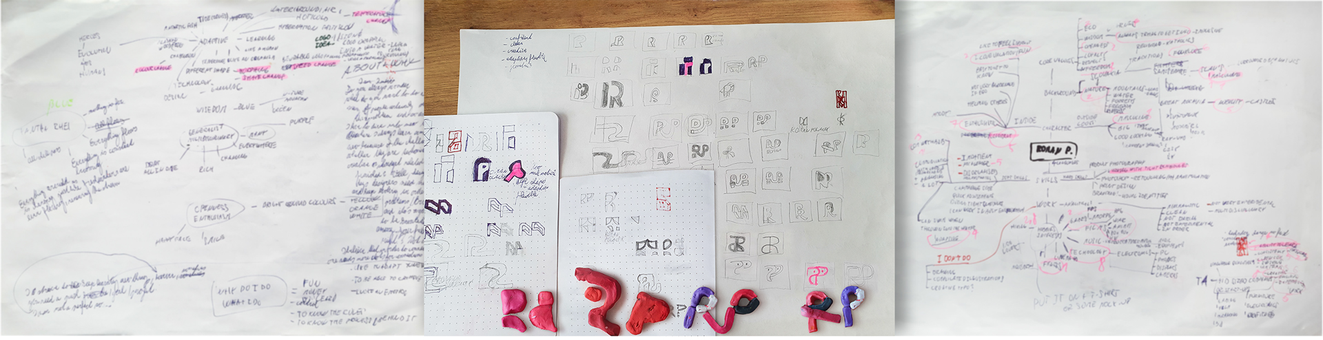 Branding and logo process notes and images of Roman Polacek